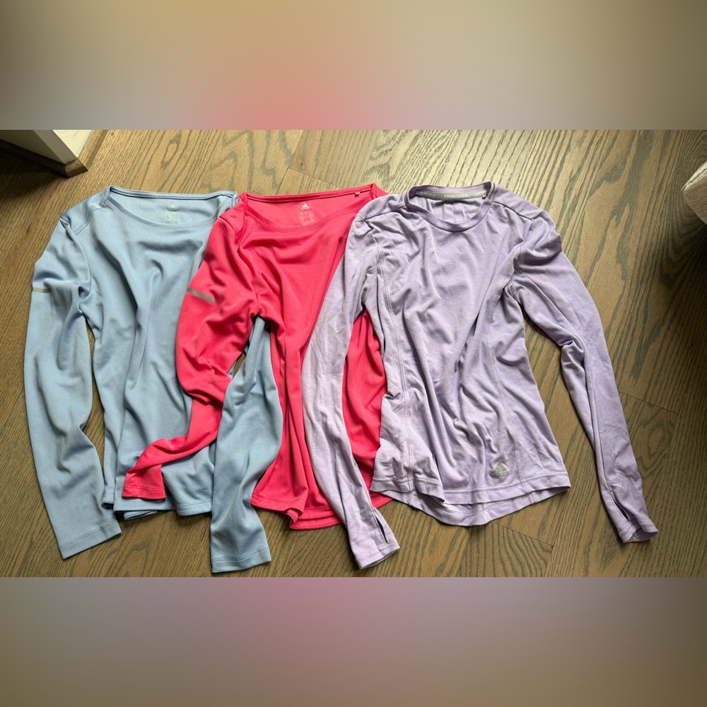 Adidas Long Sleeve Athletic Activewear Top, Lot of 3, XSmall